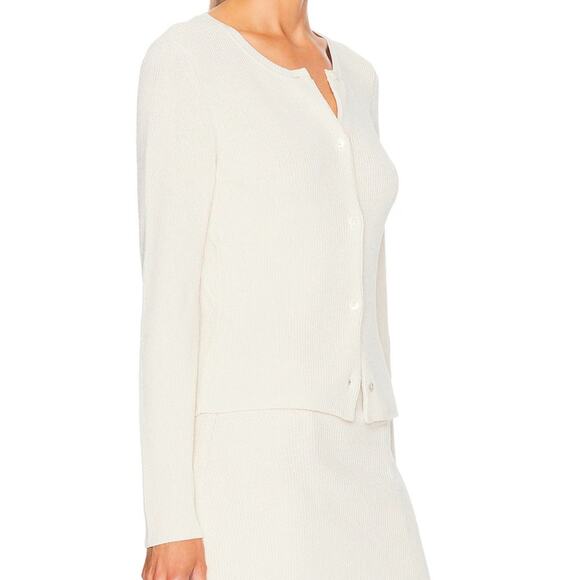 Aya Muse Cream Eris Cardigan Sweater with Long Sleeves and Round Neckline - Picture 3 of 8